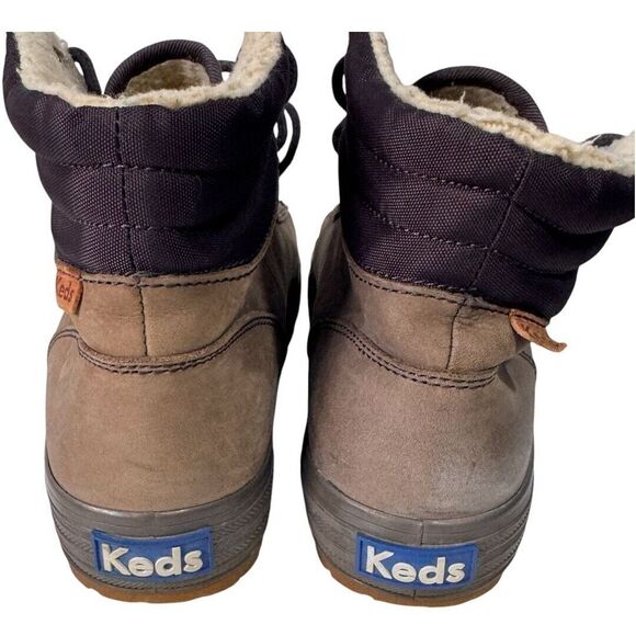 KEDS WOMEN'S faux fur boot shoe LACE UP SIZE 7 tan - Picture 3 of 4